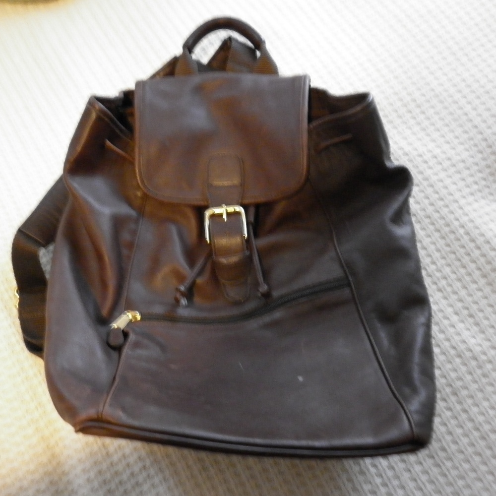 Vintage brown leather coach backpack